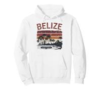 Belize Vintage Distressed Tramonto Maya Rovine e Blue Hole Felpa con Cappuccio