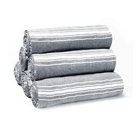 Belizzi Home Peshtemal - Set di 6 asciugamani turchi in 100% cotone, motivo a zigzag, 91 x 180 cm, set da 6, teli da mare per adulti, morbidi, resistenti, assorbenti, extra large, colore nero