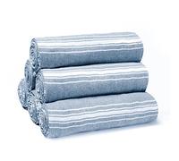 Belizzi Home Peshtemal - Set di 6 asciugamani turchi in 100% cotone, motivo a zigzag, 91 x 180 cm, set da 6, teli da mare per adulti, morbidi, resistenti, assorbenti, extra large, colore: blu navy