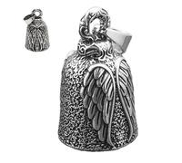 Belker Bell - Motorcycle Bell, Rider Charm | Protezione Retro Strada Spirit Token Della Bicicletta Metallico Vintage Inciso, Brass Angel Per Gli Amanti Moto, argento, Se référer au descriptif