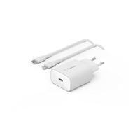 Belkin 25 W Power Delivery - Caricatore USB C PC PC con cavo USB-C/Lightning, adattatore di alimentazione USB-C PD, caricatore rapido compatibile con dispositivi come iPhone 14/14 Plus, 13, 12, 11 Pro