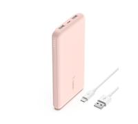 Belkin Batteria esterna portatile da 10000mAh, caricabatteria USB-C con 1 porta USB-C e 2 porte USB-A, power bank con ricarica da 15 W per iPhone, Samsung Galaxy, Pixel, AirPods, iPad ecc - Oro rosa