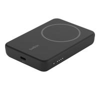 Belkin Batteria esterna wireless magnetica da 5000 mAh, caricabatteria portatile con MagSafe, ricarica passante, uscita da 7,5 W, ingresso da 10 W, supporto estraibile, iPhone 17/16/15/14/13, Nero