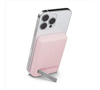 Belkin Batteria esterna wireless magnetica da 5.000 mAh, caricabatteria portatile con MagSafe, ricarica passante, uscita da 7,5 W, ingresso da 10 W, supporto estraibile, iPhone 16/15/14/13/12 - rosa