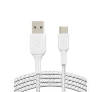 Belkin BoostCharge Cavo USB-C Intrecciato da USB-C a USB-A per iPhone 16/15, Plus, Pro, Pro Max, Samsung Galaxy S24, Pixel, iPad Pro, Nintendo Switch e Altri, 1 m, Bianco