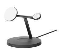 Belkin BoostCharge Caricatore 3 in 1 con Qi2, base di ricarica wireless compatibile con MagSafe, caricatore iPhone 16 series, Apple Watch e AirPods, base antiscivolo, alimentatore incluso, nero