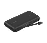 Belkin Caricabatteria portatile, power bank 20K PD 30 W con cavo integrato, ricarica rapida USB-C Power Delivery, caricabatteria portatile per iPhone 16 Series, iPad Pro, Galaxy S25 Series ecc, Nero