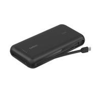 Belkin Caricabatteria portatile, power bank 20K PD 30 W con cavo integrato, ricarica rapida USB-C Power Delivery, caricabatteria portatile per iPhone 16 Series, iPad Pro, Galaxy S25 Series ecc, Nero