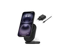 Belkin BoostCharge Caricabatteria magnetico pieghevole 2 in 1 con Qi2 15W, Caricatore wireless compatibile con MagSafe, ricarica rapida per Apple iPhone 17, iPhone Air, Pixelsnap, alimentatore - Nero