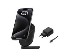 Belkin BoostCharge Caricabatteria Wireless Magnetico e pieghevole Qi2 da 15W, Caricatore Rapido portatile Compatibile con MagSafe e StandBy, per iPhone 17, Air, Pixelsnap - Alimentatore incluso - Nero