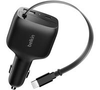 Belkin Caricatore da Auto USB-C 75W con Cavo USBC Retrattile 75cm, Caricabatterie USB C Rapido per iPhone 17 e 16 Series, Galaxy S25, AirPods, Tablet, MacBook, Chromebook ecc, Accessori da Viaggio