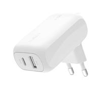 Belkin BoostCharge doppio caricatore da parete 42 W, USB-C + USB-A, bianco, per