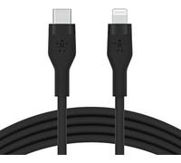 Belkin BoostCharge Flex Cavo da USB Type C a Lightning in silicone (2 m), certificazione MFi, ricarica rapida USB-C PD da 20 W, per iPhone 14/14 Plus, 13, 12, Pro, Max, mini, SE, iPad e altri - Nero
