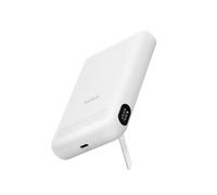 Belkin UltraCharge Pro Power Bank Magnetico 10000mAh Qi2 25W, Caricatore Portatile USBC 2 in 1 con Anello Magnetico, Supporto e Display Digitale, Power Bank per iPhone, Galaxy, Pixel, iPad, Bianco