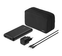 Belkin Caricatore portatile, pacchetto di alimentazione 4 in 1 con power bank da 20.000 mAh, blocco di ricarica USB-C da 25 W, cavo USB-C da 60 W e borsa da viaggio - Ricarica rapida per più
