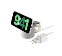 Belkin BoostCharge Pro Dock di ricarica wireless 2 in 1 con MagSafe 15 W, caricabatteria rapido per iPhone, stand compatibile con iPhone 16, 15, 14, 13 e 12, Grigio Sabbia