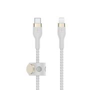 Belkin BoostCharge Pro Flex Cavo intrecciato da USB-C a Lightning (1 m), certificato MFi, ricarica rapida Power Delivery da 20 W, per iPhone 14/14Plus, 13, 12, Pro, Max, mini, SE, iPad, altri - Bianco