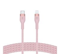 Belkin BoostCharge Pro Flex Cavo intrecciato da USB-C a Lightning (1 m), certificato MFi, ricarica rapida Power Delivery da 20 W, per iPhone 14/14 Plus, 13, 12, Pro, Max, mini, SE, iPad e altri - Rosa