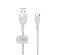 Belkin BoostCharge Pro Flex Cavo intrecciato da USB Type A a Lightning (3 m), cavo di ricarica certificato MFi, per iPhone 14/14 Plus, 13, 12, Pro, Max, mini, SE, iPad e altri - Bianco