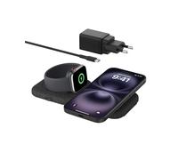 Belkin BoostCharge Pro Tappetino di ricarica magnetica 2 in 1 da 15 W, caricatore MagSafe portatile, caricabatterie wireless pieghevole certificato Qi2 per iPhone 16, Apple Watch 10 ed AirPods