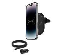 Belkin BoostCharge Supporto da auto magnetico per telefono, compatibile con MagSafe, iPhone 14/14 Plus, 13, 12, Pro, Max, mini, e altri (cavo e caricabatteria wireless inclusi)