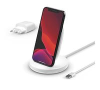 Belkin BoostCharge Supporto di ricarica wireless da 15 W (Caricabatteria wireless Qi rapido per iPhone, Samsung, Pixel e altri) - Bianca
