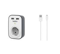 Belkin BSV103vf Protezione dalle Sovracorrenti con 1 Presa e 2 Porte di Ricarica