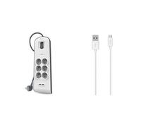 Belkin BSV604vf2M Presa Filtrata Multipla con Protezione dalle Sovracorrenti, 6 Prese di Corrente e 2 Porte USB per Ricarica e Sincronizzazione MIXIT, 2 m