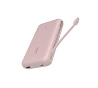 Belkin Caricabatteria portatile, power bank 20K PD 30 W con cavo integrato, ricarica rapida USB-C Power Delivery, caricabatteria portatile per iPhone 16 Series, iPad Pro, Galaxy S25 Series ecc, rosa