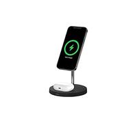 Belkin Caricabatteria wireless 2 in 1 con MagSafe. (Ricarica rapida da 15 W per iPhone 14, iPhone 13, iPhone 12, AirPods e altri dispositivi con MagSafe, alimentatore incluso) - Nero