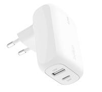 Belkin BoostCharge doppio caricatore da parete 42 W, USB-C + USB-A, bianco, per