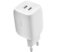 Belkin Caricatore doppio USB-C 65W, Power Delivery 3.0 con tecnologia GaN per iPhone 14, iPhone 13, Pro, Pro Max, Mini, iPad Pro, MacBook, Galaxy S23, S22 e altro ancora - Nouvo
