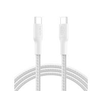Belkin Cavo da USB-C a USB-C intrecciato, ecosostenibile (2 m, 240 W), Cavo USBC di Ricarica Rapida flessibile per iPhone 16, Galaxy S25, Pixel 9, MacBook, iPad Pro - Bianco (USB-C 2.0)