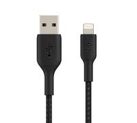 Belkin cavo Lightning intrecciato (cavo Boost Charge Lightning/cavo USB per iPhone, iPad, AirPods) cavo di ricarica per iPhone certificato MFi, cavo Lightning intrecciato a USB-A, (1 m, nero)