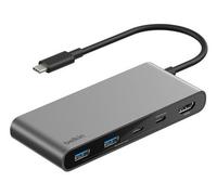 Belkin Hub USB-C a 7 Porte con HDMI 2.0 4K a 60Hz, Lettore di Schede SD e MicroSD, PD 100W, Trasferimenti Dati Rapidi Fino a 5Gbps, Adattatore USBC Multiporta per MacBook, iPad Pro, Chromebook, Grigio