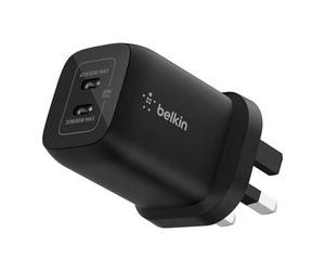 Belkin ENA007MYBK Caricabatterie per dispositivi mobili Computer portatile, Console portatile, Smartphone, Tablet Nero AC Ricarica rapida Interno (65W DUAL GAN USB-C CHARGER UK - )