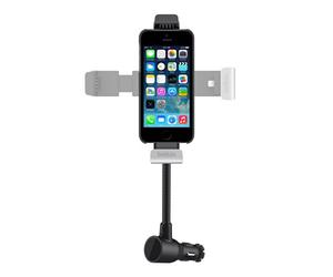Belkin F8J132btBLK Supporto per Navigazione e Ricarica in Auto per iPhone 5/5S/6, Staffe Regolabili, Superficie Antiscivolo, Collo Flessibile, Nero/Argento