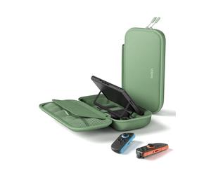 Belkin Gaming Custodia per Nintendo Switch 2 con Power Bank 10K - Verde | Caricatore Portatile 10000mAh per Switch 2, Rimovibile, Display LCD, Ricarica Rapida da 20W, Porta AirTag, 10 Slot per Giochi
