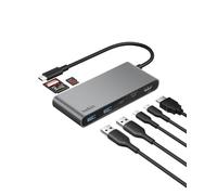 Belkin Hub USB-C a 7 Porte con HDMI 2.0 4K a 60Hz, Lettore di Schede SD e MicroSD, PD 100W, Trasferimenti Dati Rapidi Fino a 5Gbps, Adattatore USBC Multiporta per MacBook, iPad Pro, Chromebook, Grigio