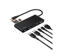 Belkin Hub USB-C a 7 Porte con HDMI 2.0 4K a 60Hz, Lettore di Schede SD e MicroSD, PD 100W, Trasferimenti Dati Rapidi Fino a 5Gbps, Adattatore USBC Multiporta per MacBook, iPad Pro, Chromebook - Nero