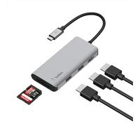 Belkin Hub USB-C, docking station multiporta USB-C 5 in 1 per MacBook e Windows con 4K HDMI 1.4, 2 USB-A 3.1, SD 3.0 e Micro SD 3.0 e trasferimento dati da 5 Gbps per casa, ufficio e viaggi