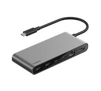 Belkin hub USB tipo-C 10000 Mbit/s Grigio 4K Ultra HD