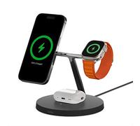 Belkin MagSafe - Caricabatterie wireless 3 in 1, ricarica rapida per iPhone da 15 W, ricarica rapida per Apple Watch, stazione di ricarica AirPods per iPhone 13, 12, Pro, Pro Max, Mini, AppleWatch Series 7, SE e AirPods, colore: Nero