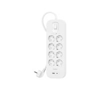 Belkin Multipresa montabile a parete con 8 prese CA protette, cavo di alimentazione da 2 m, LED di stato, porte USB-C e USB-A, ricarica rapida USB-C PD, ciabatta elettrica con protezione fino a 900 J