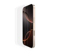 Belkin ScreenForce TemperedGlass Vetro Temperato per iPhone 16 Pro, durezza 9H, antigraffio, trasparente, include un supporto per un'applicazione senza bolle, pellicola per iPhone 16 Pro, 2 pezzi