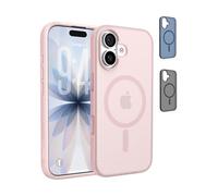 Belkin SheerForce Grip Cover per iPhone 17 Compatibile con MagSafe, Design Sottile con Linee Laterali Antiscivolo, Custodia Bumper per iPhone, Magnetica, Trasparente e Anti-urto, Rosa