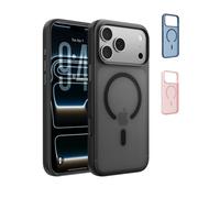 Belkin SheerForce Grip Cover per iPhone 17 Pro Compatibile con MagSafe, Design Sottile con Linee Laterali Antiscivolo, Custodia Bumper per iPhone, Magnetica, Trasparente e Anti-urto, Nero