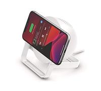 Belkin SoundForm Charge, Altoparlante Bluetooth con supporto di ricarica wireless, ricarica e ascolta la musica, guarda video in streaming o partecipa a videochiamate - Bianco