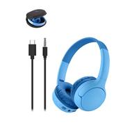 Belkin SoundForm Mini 2 Cuffie Bluetooth per Bambini, Cuffie On-Ear Wireless con Custodia, Batteria di 55 ore, Limite Sicuro del Volume di 85 dB, Microfono Integrato, per iPhone/iPad/Tablet, Blu