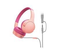 Belkin SoundForm Mini auricolari cablati per bambini con chiavetta USB C a dongle da 3,5 mm, microfono integrato e divertenti adesivi, volume massimo 85 dB - per apprendimento online